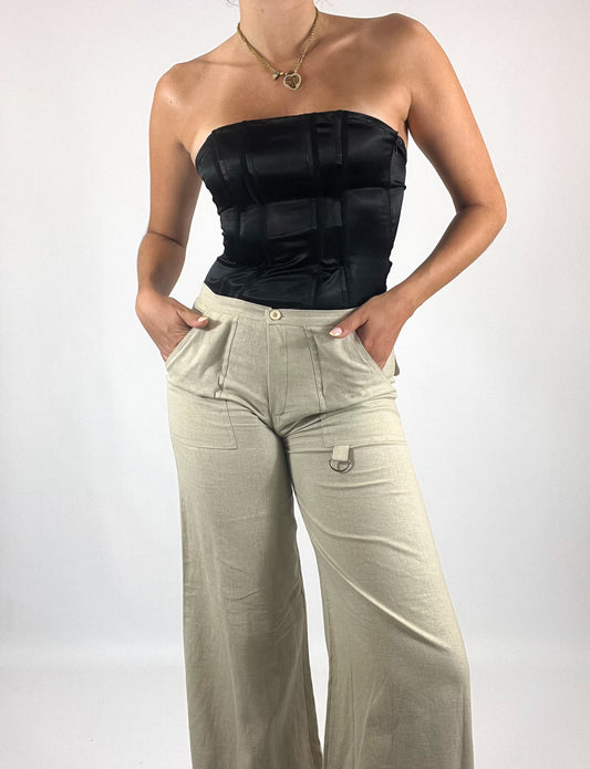 Bustier satiné à laçage y2k