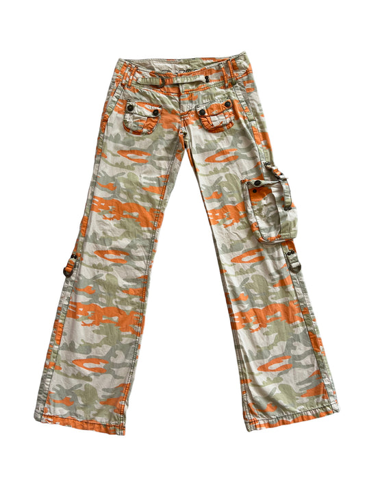 Pantalon cargo taille basse camo y2k