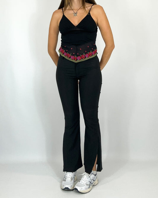 Pantalon taille haute fendue & évasé y2k