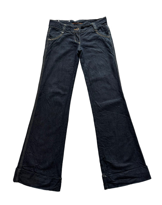 Jean baggy taille basse à surpiqûres y2k