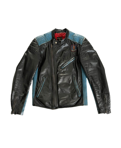 Racing jacket noir/bleu cuir y2k