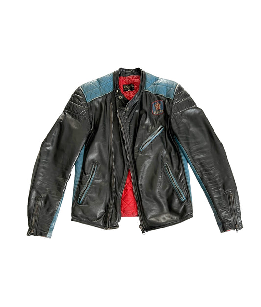 Racing jacket noir/bleu cuir y2k