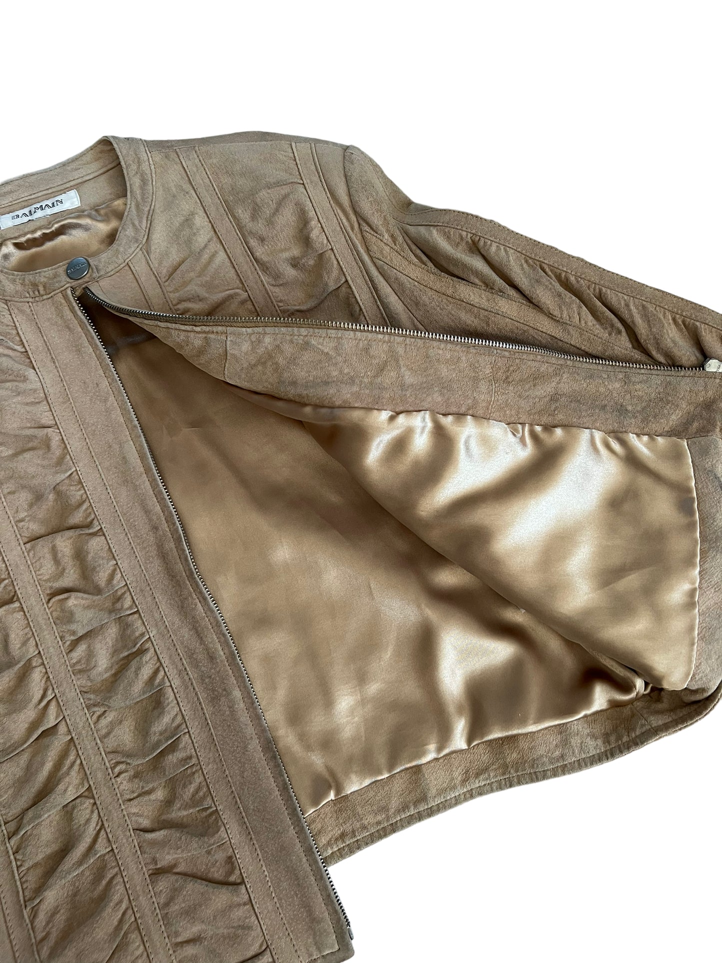 Veste cuir courte à zip « Balmain » vintage
